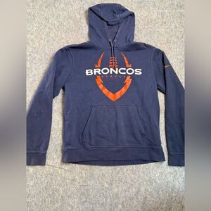 Nike Hoodie Men Medium Navy Blue Drawstring Pullover NFL Denver Broncos Football